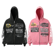 Load image into Gallery viewer, Pack Of 2 Washed Zip-Up Hoodies "RACE"