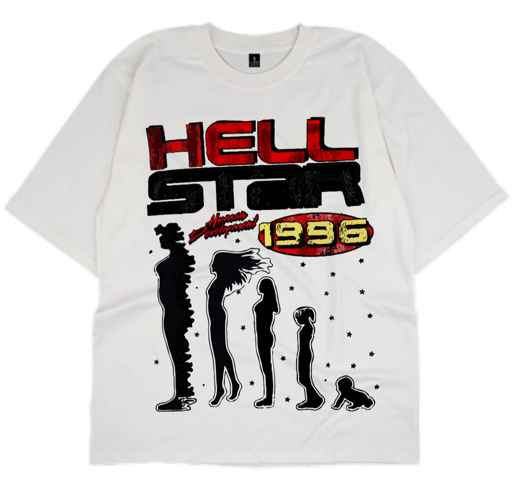 Hell Star White Drop Shoulder Tee