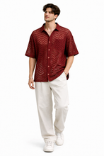 Load image into Gallery viewer, Wine Crochet Shirt