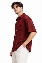 Load image into Gallery viewer, Wine Crochet Shirt