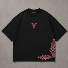 Load image into Gallery viewer, Black Crimson Heritage Oversized Tee