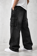 Load image into Gallery viewer, Black Drift Cargo Jeans