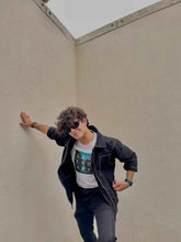 Load image into Gallery viewer, Black Denim Jacket With White Contrast Topstitching