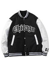 Load image into Gallery viewer, Black Chicago Print Baseball jacket-Aesthetic Gen
