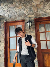 Load image into Gallery viewer, Baseball Jacket Black and White _Unisex - Aesthetic Gen