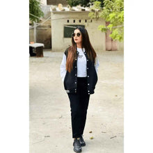 Load image into Gallery viewer, Baseball Jacket Black and White _Unisex - Aesthetic Gen