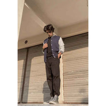 Load image into Gallery viewer, Baseball Jacket Navy blue and White _ MEN - Aesthetic Gen