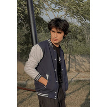 Load image into Gallery viewer, Baseball Jacket Navy blue and White _ MEN-Aesthetic Gen
