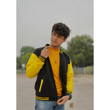 Load image into Gallery viewer, Black And Yellow Bomber Jacket-Aesthetic Gen
