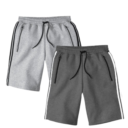 Bundle Of 2 Stripe Shorts With Zipper Pockets-Aesthetic Gen