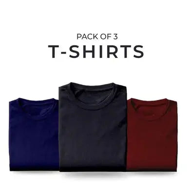Bundle Of 3 Half Sleeves T-Shirt (Plus Size - 2xl)-Aesthetic Gen