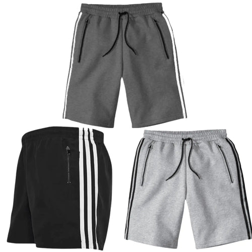 Bundle Of 3 Stripe Shorts With Zipper Pockets-Aesthetic Gen