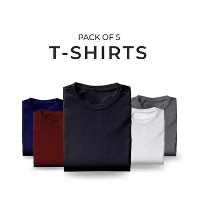 Bundle Of 5 Half Sleeves T-Shirt (Plus Size - 2xl)-Aesthetic Gen