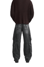 Load image into Gallery viewer, Charcoal Washed Denim Utility Cargo Jeans With Pockets - Aesthetic Gen