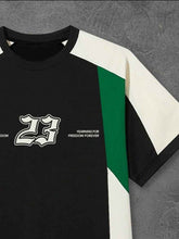 Load image into Gallery viewer, Manfinity Sporsity College Style Patchwork Letters Printed Drop Shoulder T-Shirt. - Aesthetic Gen