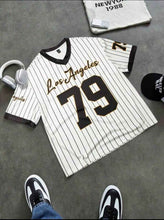 Load image into Gallery viewer, Pack Of 2 Retro LA Baseball Tee & Manfinity EMRG Drop Shoulder V - Neck T-Shirt - Aesthetic Gen