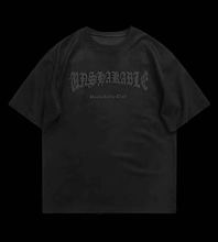 Load image into Gallery viewer, Versatile Letter T-shirt Black Drop Shoulder Tee - Aesthetic Gen