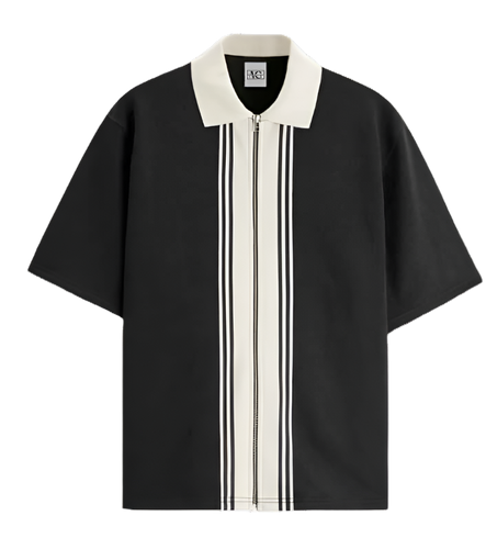 Pack Of 2 Zipper Striped Polo Shirt - Aesthetic Gen