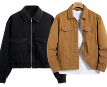 Load image into Gallery viewer, Pack Of 2 Cinnamon Brown &amp; Black Zippered Pocket Denim Jacket
