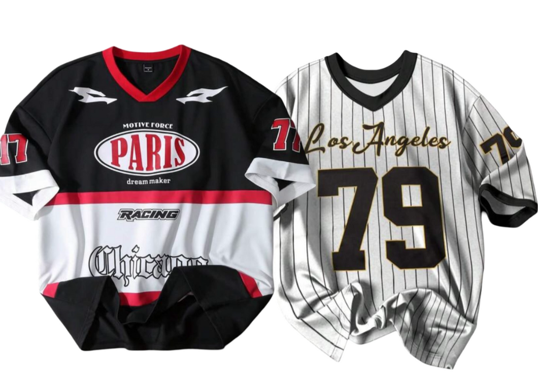 Pack Of 2 Retro LA Baseball Tee & Manfinity EMRG Drop Shoulder V-Neck T-Shirt