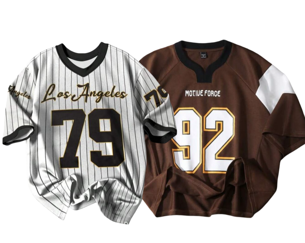 Pack Of 2 Retro LA Baseball Tee & Coffee Drop Shoulder Tee
