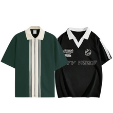 Load image into Gallery viewer, Pack Of 2 Zipper Striped Polo Shirt and Manfinity Polo - Aesthetic Gen
