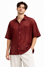 Load image into Gallery viewer, Wine Crochet Shirt
