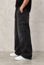 Load image into Gallery viewer, Black Drift Cargo Jeans

