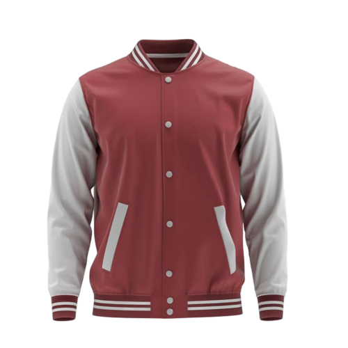 Baseball Jacket Maroon and White _Unisex