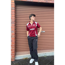 Load image into Gallery viewer, Maroon High Street Racing Zipper Polo T-Shirt
