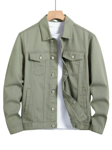 Olive Green Denim Jacket -Unisex-Aesthetic Gen