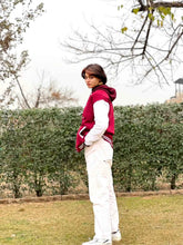 Load image into Gallery viewer, Baseball Jacket Maroon and White _Unisex - Aesthetic Gen
