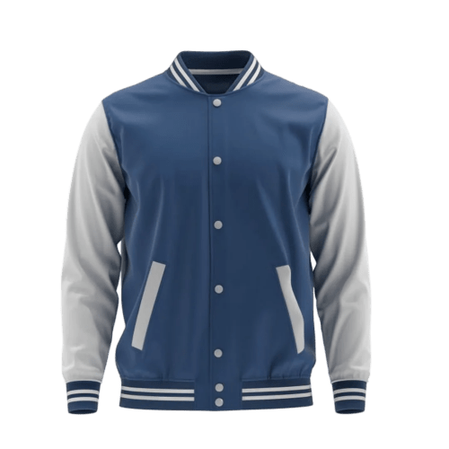 Baseball Jacket Petroleum Blue and White _Unisex - Aesthetic Gen