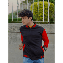 Load image into Gallery viewer, Black And Red Bomber Jacket-Aesthetic Gen
