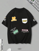 Load image into Gallery viewer, Black Manfinity Loose Fit Cartoon &amp; Slogan Drop Shoulder T-Shirt - Aesthetic Gen
