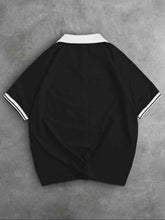 Load image into Gallery viewer, Black Manfinity Sporsity Patchwork Number Print Polo Shirt - Aesthetic Gen
