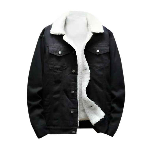Black Sherpa Denim Jacket - Unisex - Aesthetic Gen