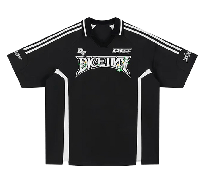Black Stylish Street Style Contrast Floral Print Polo Shirt - 2009 - Aesthetic Gen