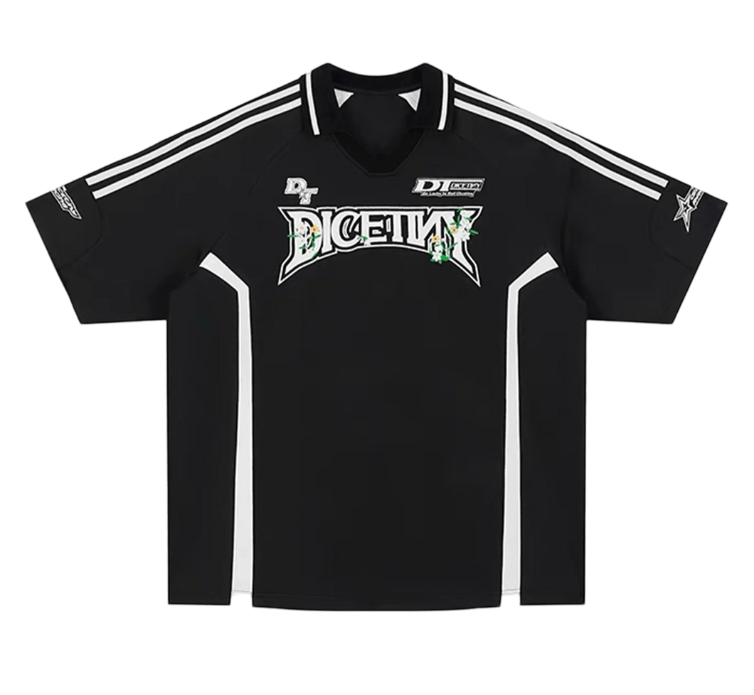 Black Stylish Street Style Contrast Floral Print Polo Shirt - 2009 - Aesthetic Gen