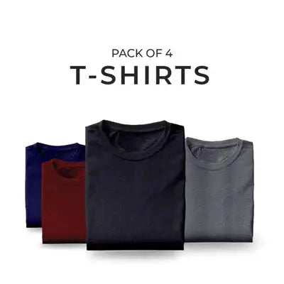 Bundle Of 4 Half Sleeves T-Shirt (Plus Size - 2xl)-Aesthetic Gen