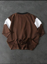 Load image into Gallery viewer, Coffee Brown Manfinity Streetrush V - Neck Drop Shoulder T-shirt Letter Graphic - Aesthetic Gen
