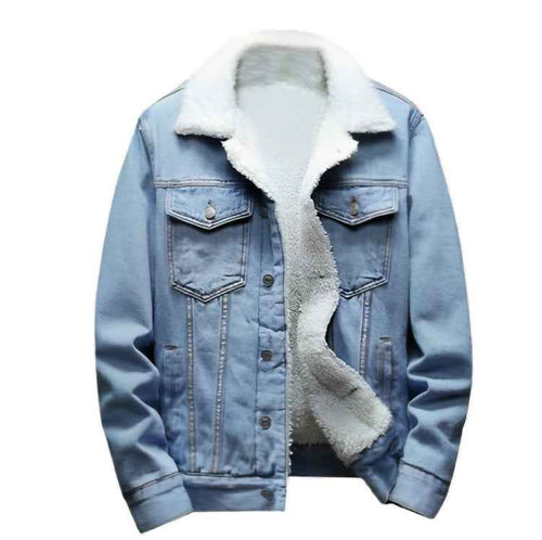 Ice Blue Sherpa Denim Jacket - Unisex - Aesthetic Gen