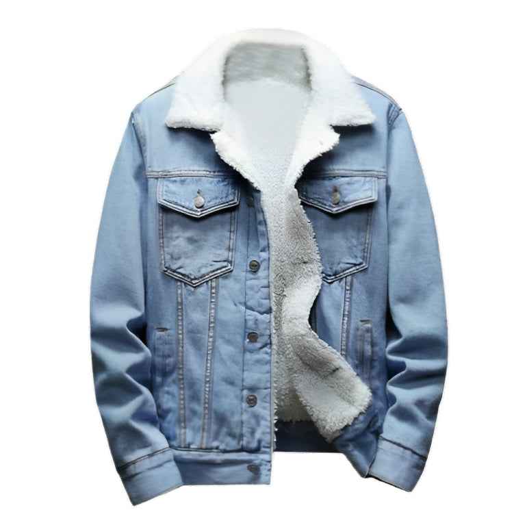 Ice Blue Sherpa Denim Jacket - Unisex - Aesthetic Gen