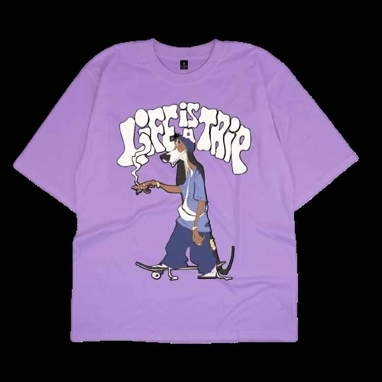 Life Is A Trip Lilac Drop Shoulder Tee - Aesthetic Gen
