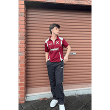 Load image into Gallery viewer, Maroon High Street Racing Zipper Polo T-Shirt - Aesthetic Gen
