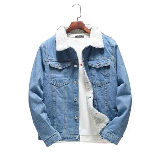 Mid Blue Sherpa Denim Jacket -Unisex Aesthetic Gen