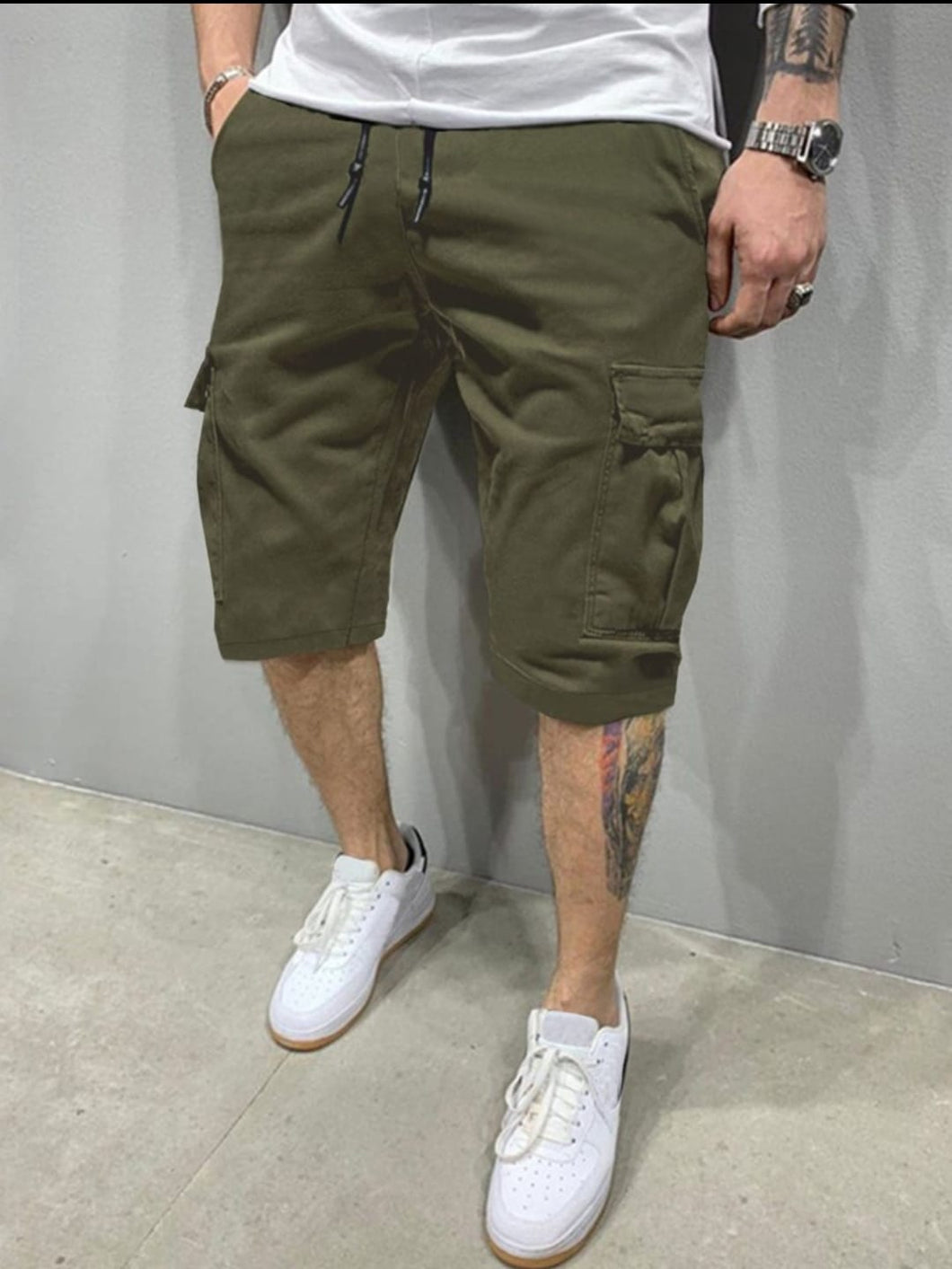 Olive Green Cargo Shorts - Aesthetic Gen