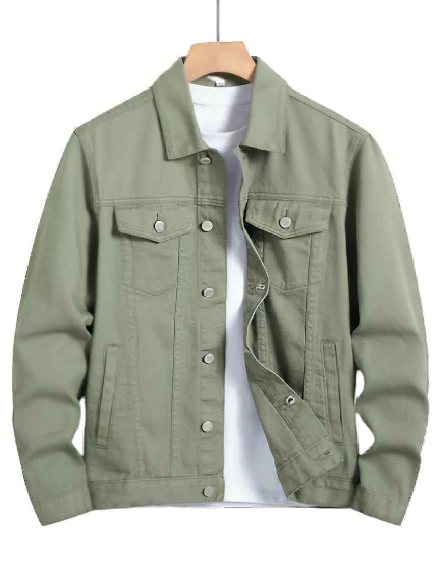 Olive Green Denim Jacket - Unisex - Aesthetic Gen