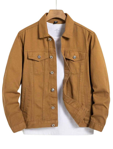 Pack Of 2 Cinnamon Brown & Black Zippered Pocket Denim Jacket - Aesthetic Gen
