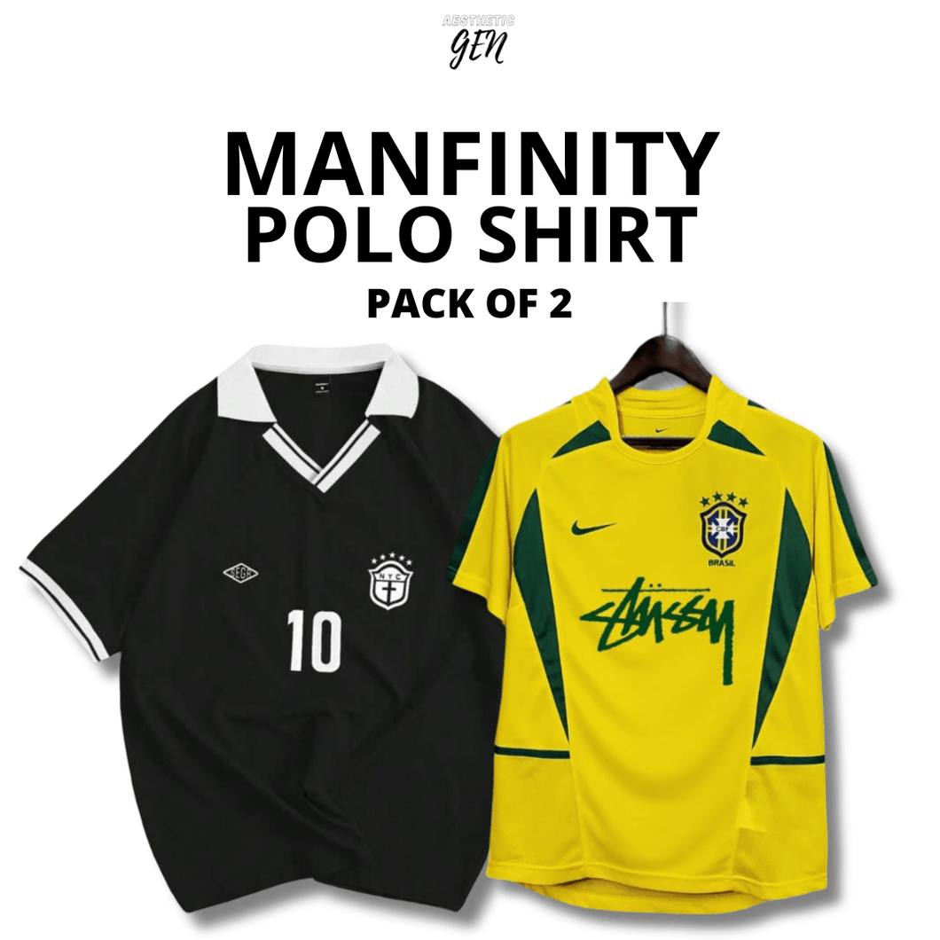 Pack Of 2 Manfinity Sporsity Patchwork & Football Tee - Aesthetic Gen